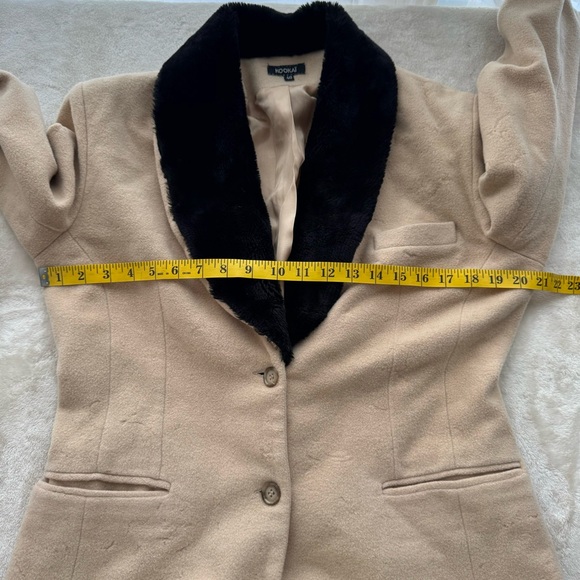 Kookai Wool Blend Single Breasted Faux Fur Beige Tan Coat M 40 - Picture 9 of 11